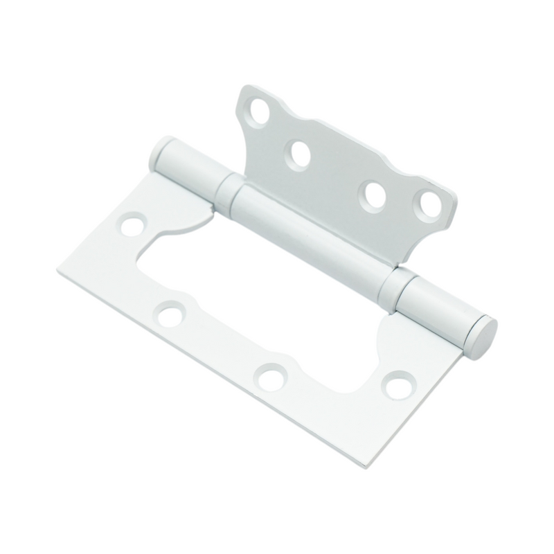 Set di 2 cerniere per mobili complanari a farfalla, 100x50 mm, in acciaio bianco, viti incluse