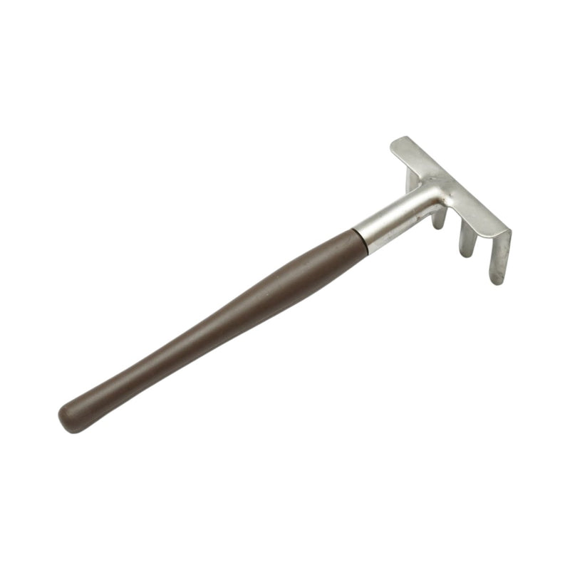 Set di 3 attrezzi da giardinaggio composto da trapiantatore, coltivatore e rastrello, con manici in metallo. Breckner Germany