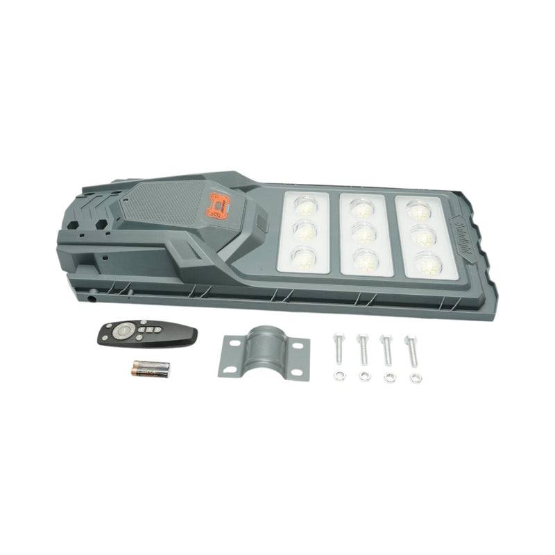 Lampione stradale solare a LED da 300 W con pannello solare da 20 W, batteria LiFePO4 da 15.000 mAh, sensore di movimento, telecomando e supporto per palo (IP65) Breckner Germany