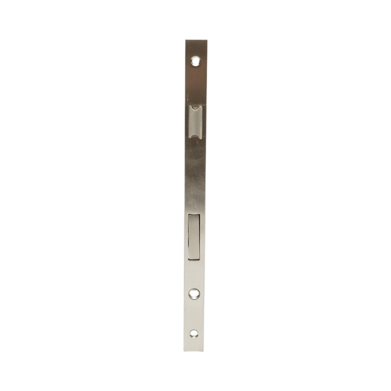 Serratura da infilare con scrocco, 48x174 mm; frontale 16x240 mm; finitura nichel satinato; viti incluse.