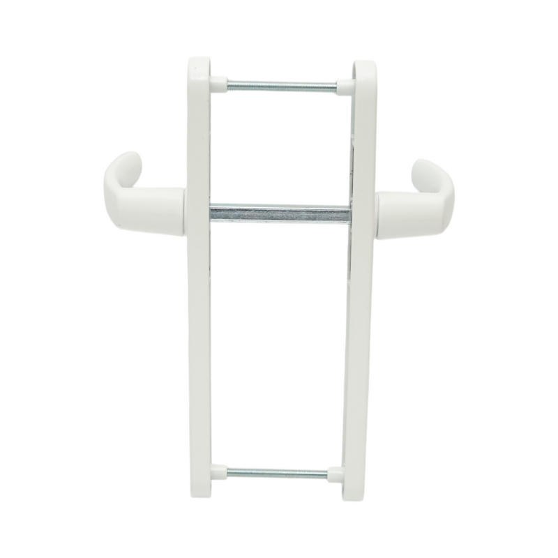 Coppia di maniglie per porta in PVC bianco con doppio vetro e placca 28x220 mm