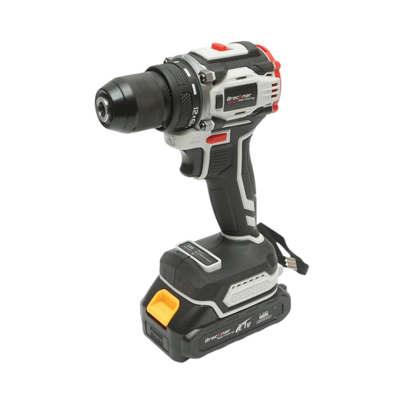 Avvitatore e trapano brushless con 2 batterie al litio 21V/1,5Ah, coppia 40Nm, mandrino da 10mm, velocità 1350rpm Breckner Germany
