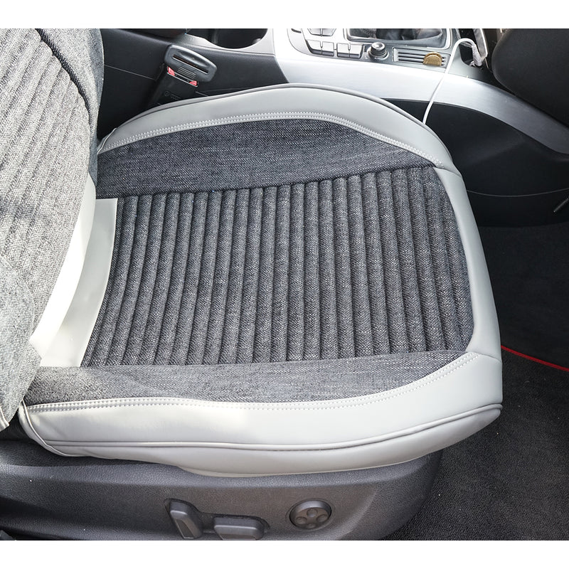 Set coprisedili auto universali premium grigio crema, design ergonomico sportivo, pelle ecologica con inserti tessili, 11 pezzi