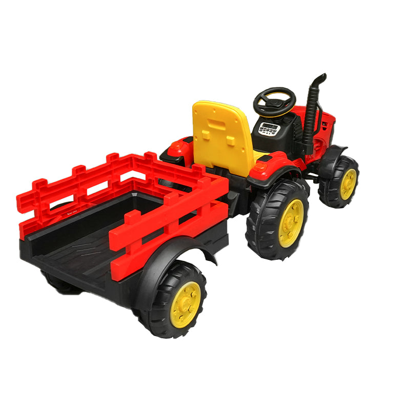 Trattore elettrico con rimorchio, telecomando e batteria – giocattolo per bambini (1980x610x650 mm)