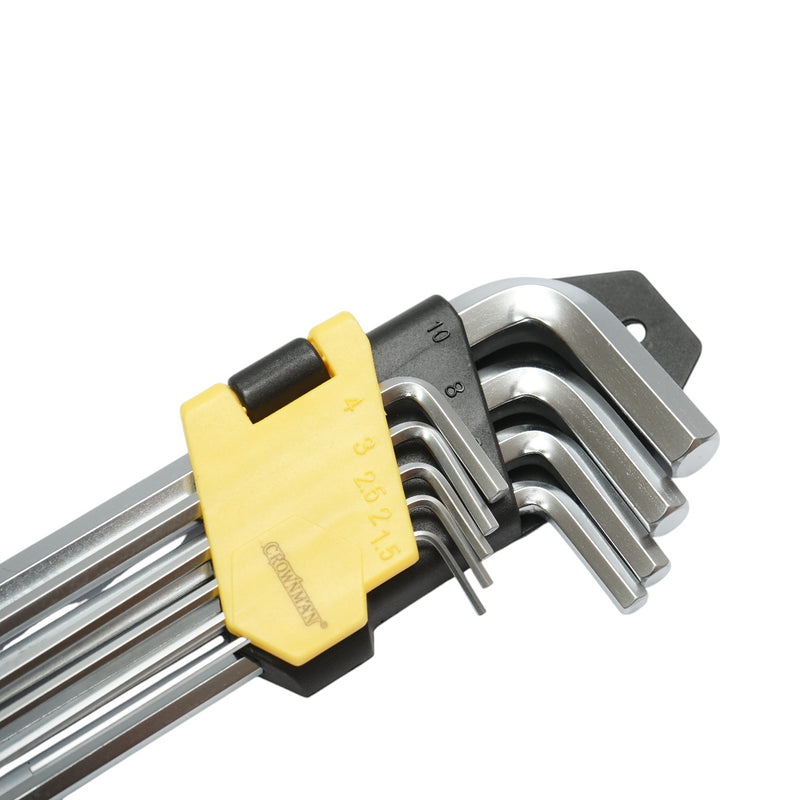 Set di 9 chiavi esagonali professionali a manico lungo da 1,5-10 mm Cr-V