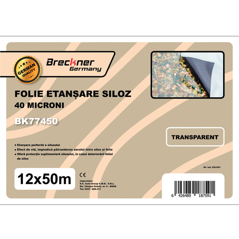Film trasparente per la sigillatura dell'insilato, 12x50 m, 40 micron Breckner Germany
