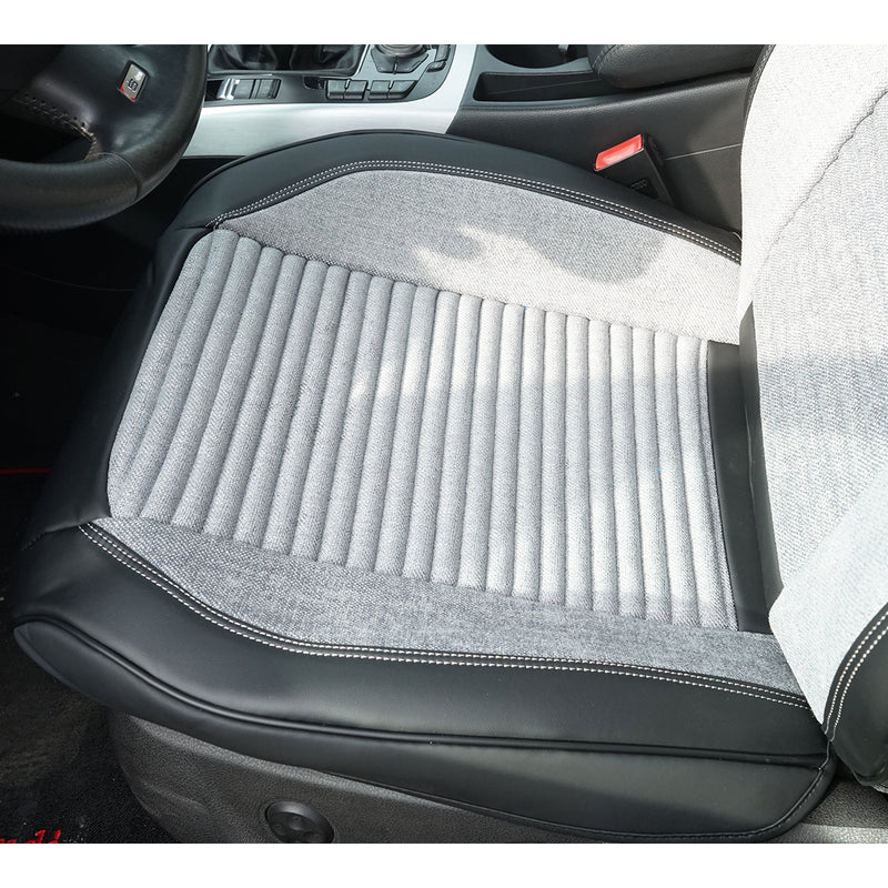 Set coprisedili universali premium nero-grigio per auto, design ergonomico sportivo, pelle ecologica con inserti tessili, 11 pezzi