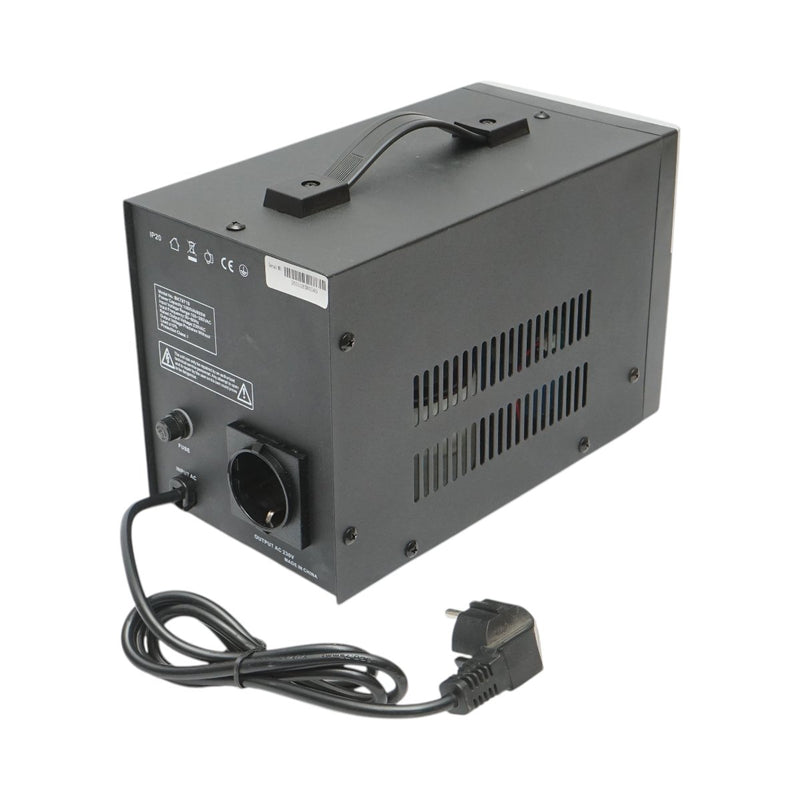 Stabilizzatore di tensione automatico a relè monofase da 1000 VA, 800 W, 100-260 V; 1 presa Schuko da 230 V; display LCD Breckner Germany