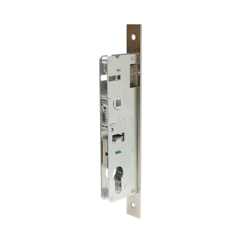 Serratura da infilare con scrocco, scatola 48x174 mm, frontale 23x240 mm, finitura nichel satinato, viti incluse