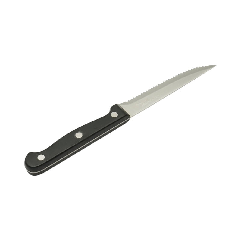 Set di 4 coltelli da bistecca (11 cm), lama seghettata in acciaio 3Cr13, manico in bachelite nera Breckner Germany