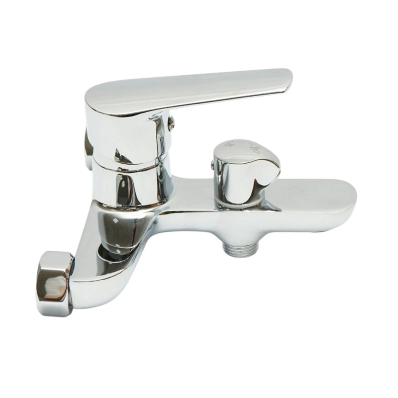 Miscelatore monocomando di alta qualità in rame per vasca e doccia, installazione a parete, finitura cromo lucido.