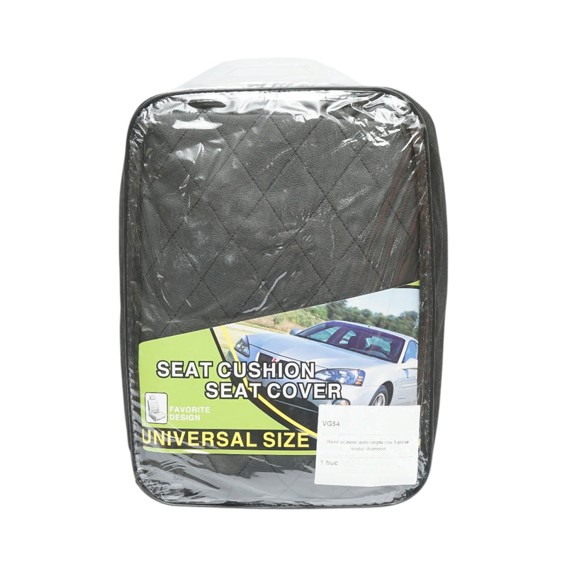Set coprisedili auto universali Diamond nero-rosso, pelle ecologica trapuntata 9 pezzi