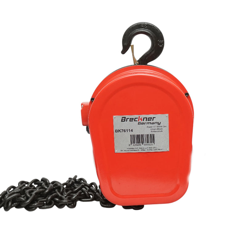 Paranco elettrico a catena in acciaio da 380 V, 500 W (catena da 3 m), carico massimo 1000 kg, gancio di sicurezza da 2 t. Breckner Germany