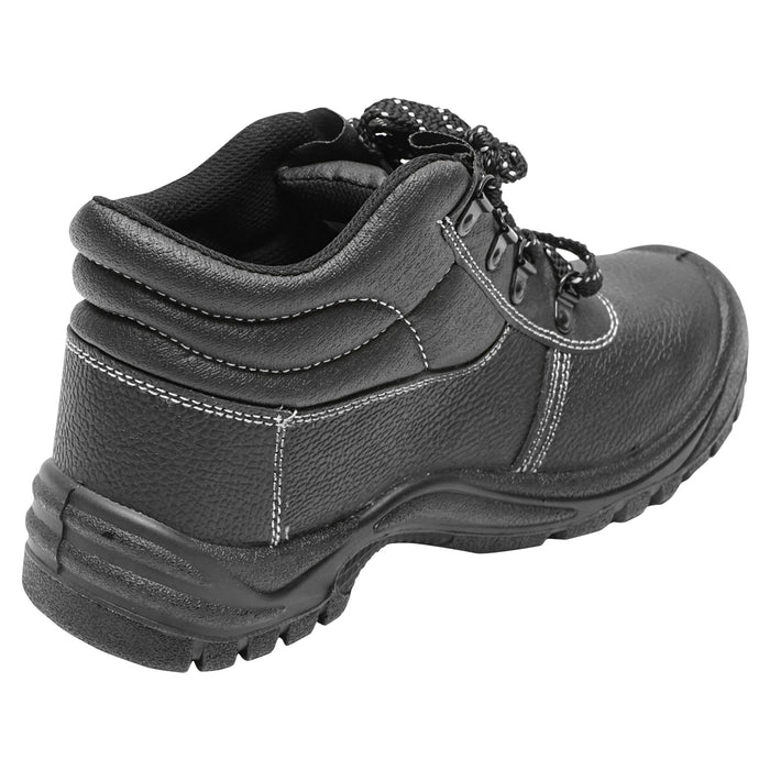 Scarpe di protezione taglia 46 con suola in acciaio e inserto in talpa di metallo.