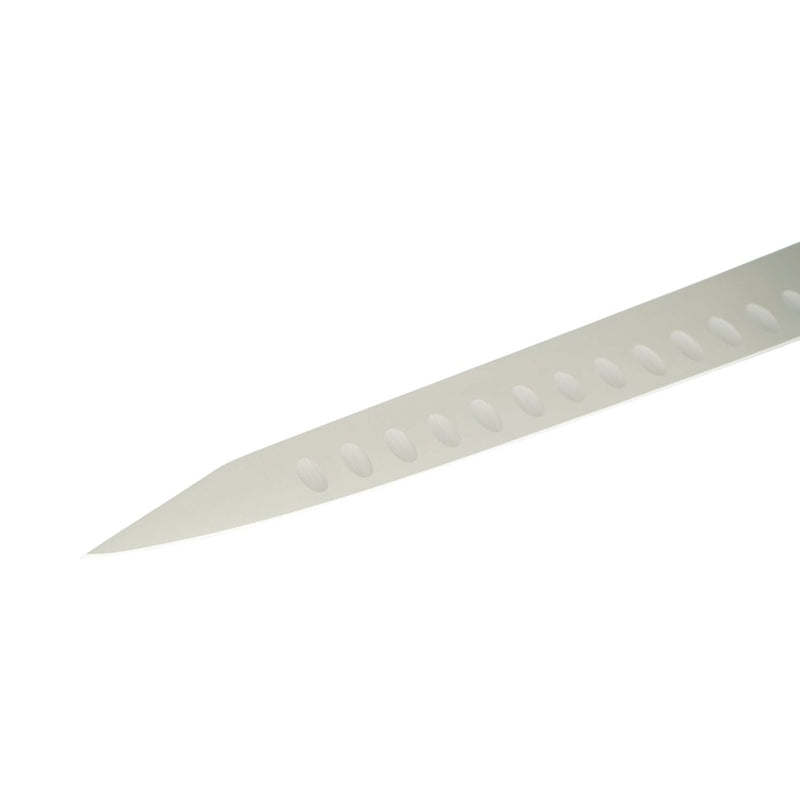 Coltello professionale per affettare da 25 cm, lama in acciaio 5Cr15MoV con filo alveolato, manico in ABS nero. Breckner Germany