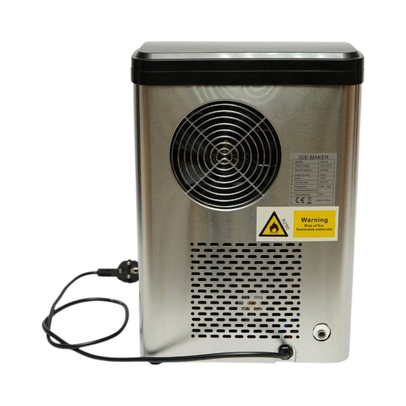 Macchina per ghiaccio a cubetti in acciaio inox 20 kg/24h, serbatoio acqua 2,5 l, cestello di raccolta 1,2 kg, autopulente, display digitale