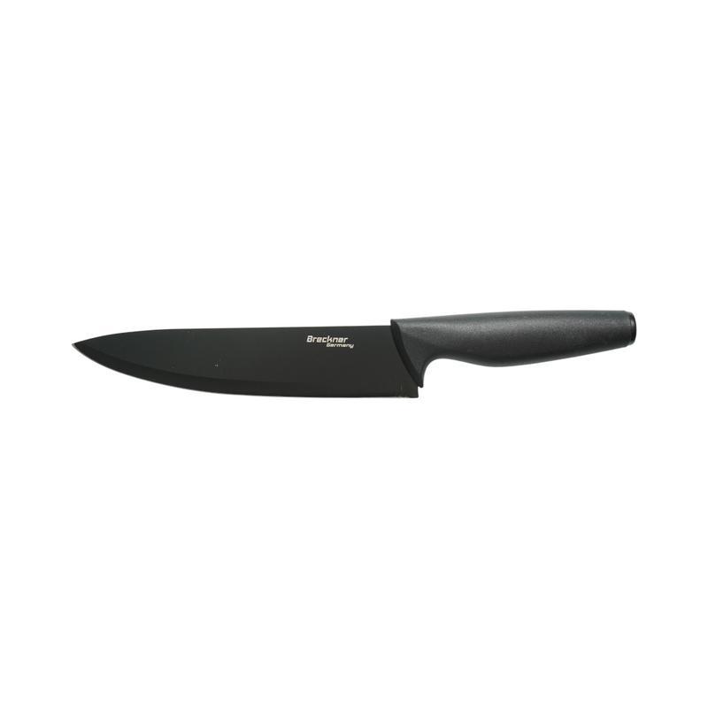 Set di coltelli da cucina da 15 pezzi con ceppo, tagliere e forbici; lame in acciaio 3Cr13, manici in PP nero. Breckner Germany