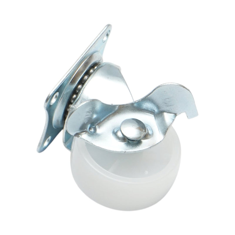 Ruota pivottante con freno, 40x17 mm, polipropilene bianco, piastra in acciaio 45x38 mm, portata 20 kg