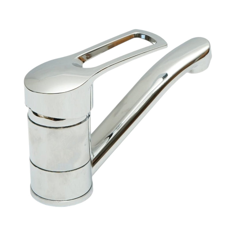 Rubinetto per lavello cucina con bocca girevole, monocomando, finitura cromo lucido, lega di zinco, flessibili inclusi