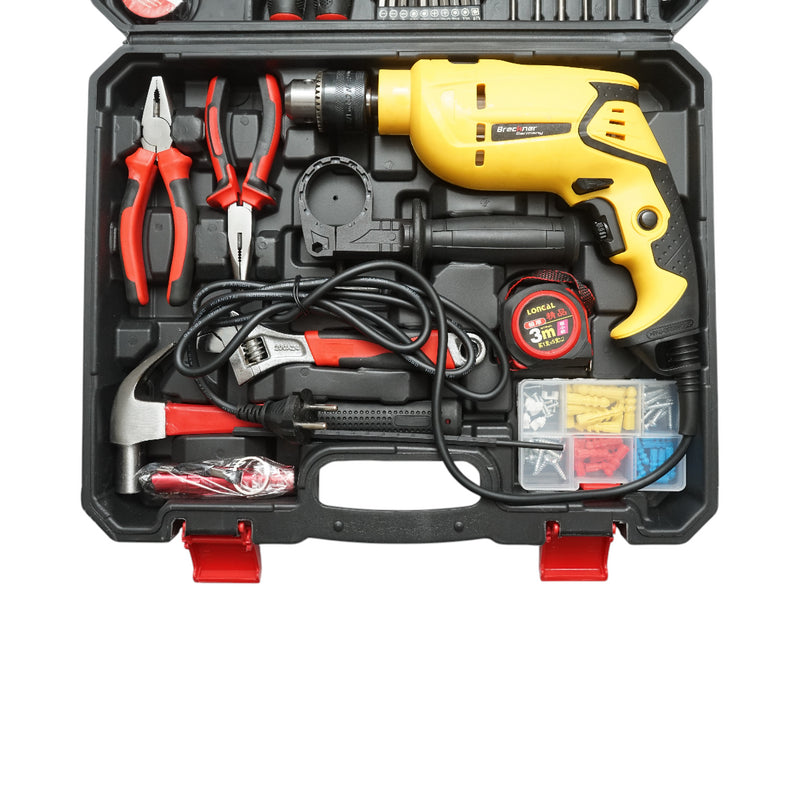 Kit trapano a percussione 600W, 220V, mandrino da 13 mm, velocità 3300 giri/min con 66 pezzi di utensili e attrezzi Breckner Germany