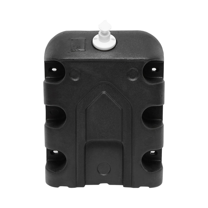 Serbatoio per acqua 30L con rubinetto e dosatore di sapone da 250 ml, in plastica nera, dimensioni 332x420x331 mm