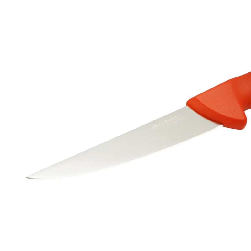 Coltello professionale da macelleria e macellazione da 15 cm, lama in acciaio 5Cr15MoV, manico in nylon rosso-arancio. Breckner Germany