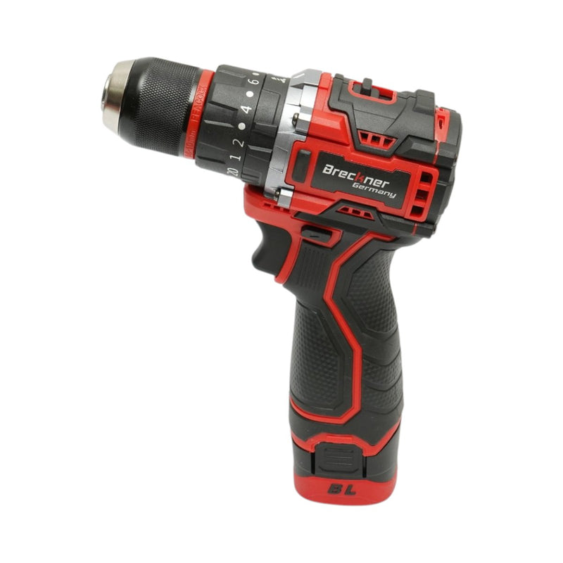 Trapano avvitatore a percussione a batteria da 320 W, due batterie agli ioni di litio da 16,8 V e 1,5 Ah, LED, motore brushless, 50 Nm, mandrino da 10 mm, 0-500/1500 giri/min Breckner Germany