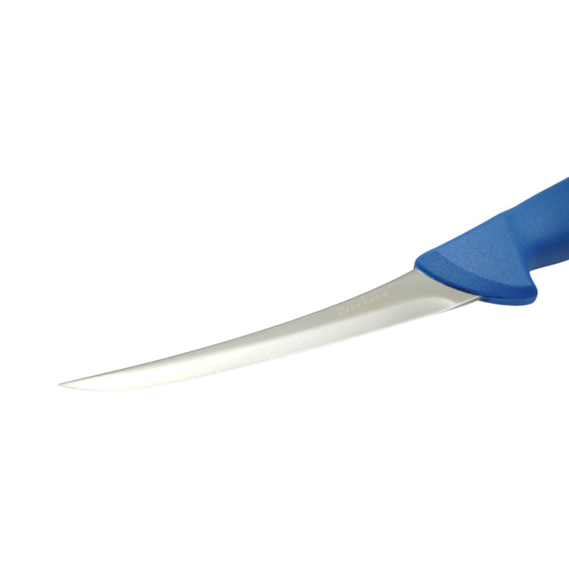 Coltello professionale curvo per disosso da 15 cm, lama in acciaio 5Cr15MoV, manico in nylon blu Breckner Germany