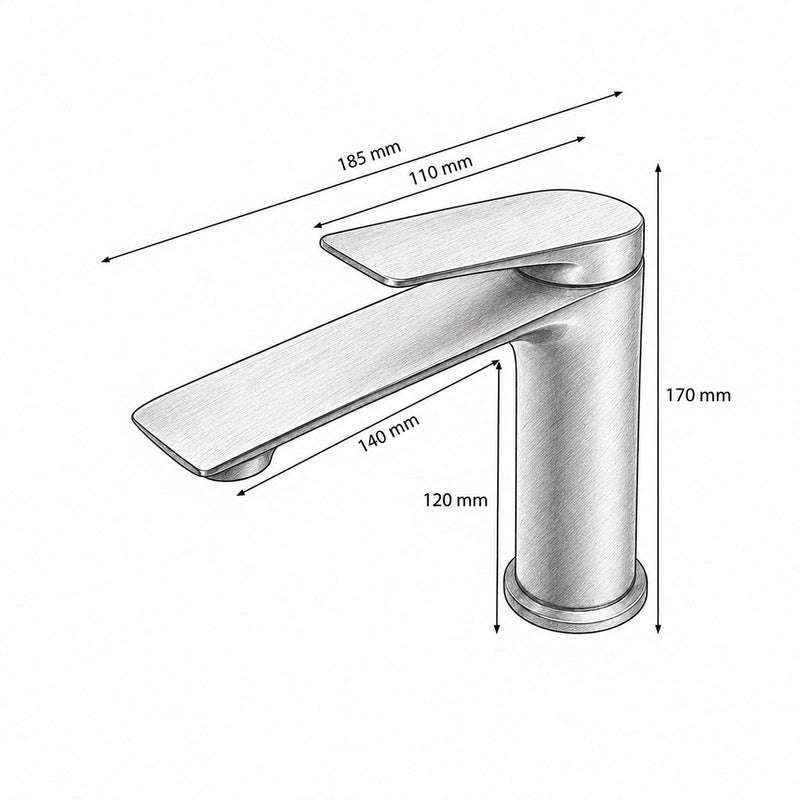 Rubinetto premium in rame per lavabo da bagno, con bocca lunga, design rotondo, monocomando, finitura nero opaco e flessibili inclusi.