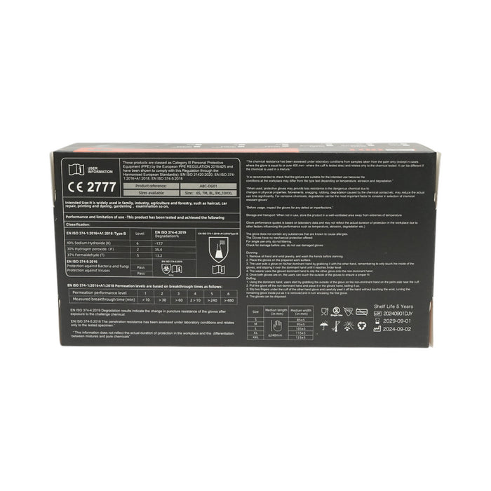 Guanti in nitrile sintetico nero, senza polvere, taglia M, 100 pezzi/scatola