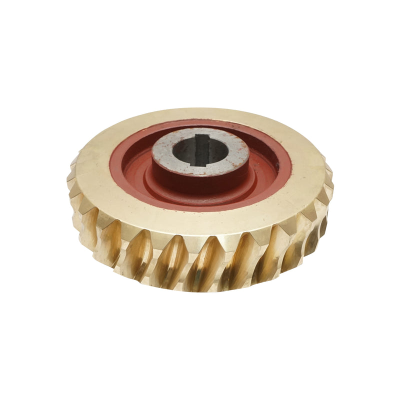 Set pignone in bronzo con vite senza fine per verricello di trattore forestale.