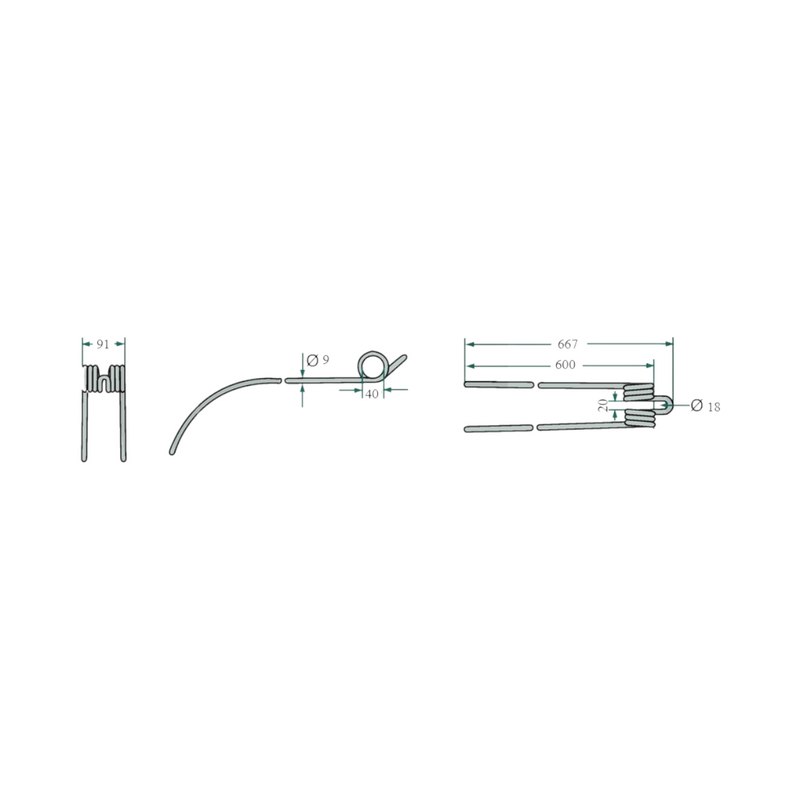 Dente elastico per ranghinatore Deutz-Fahr