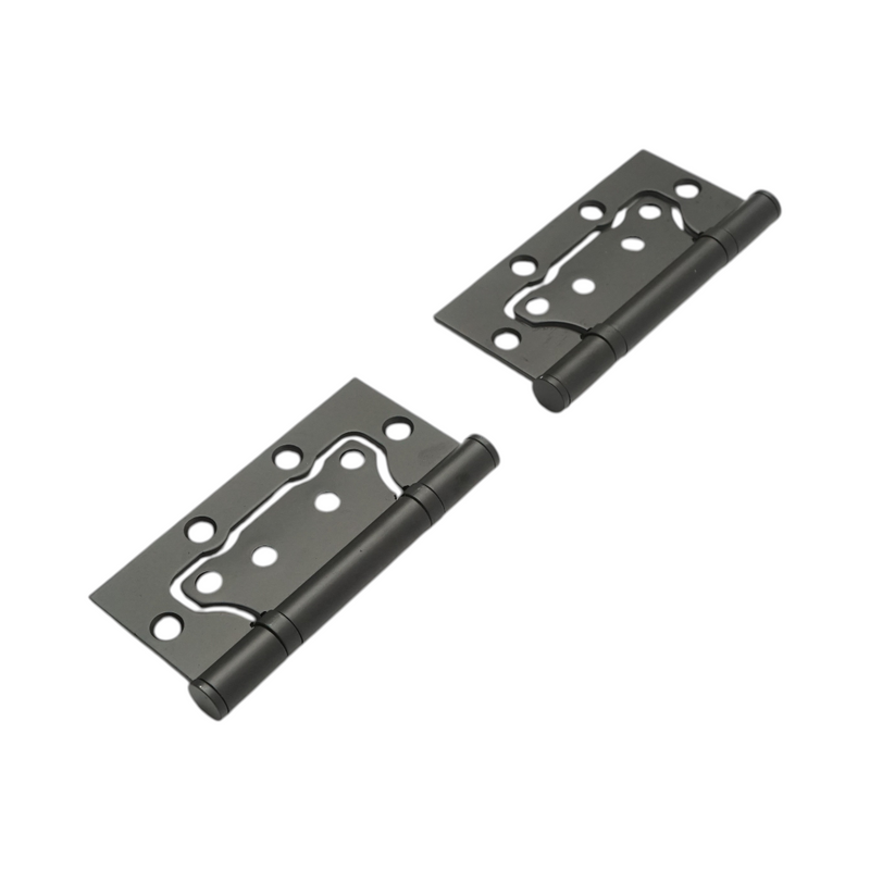 Set di 2 cerniere per mobili complanari a farfalla, 100x50 mm, acciaio nero, viti incluse