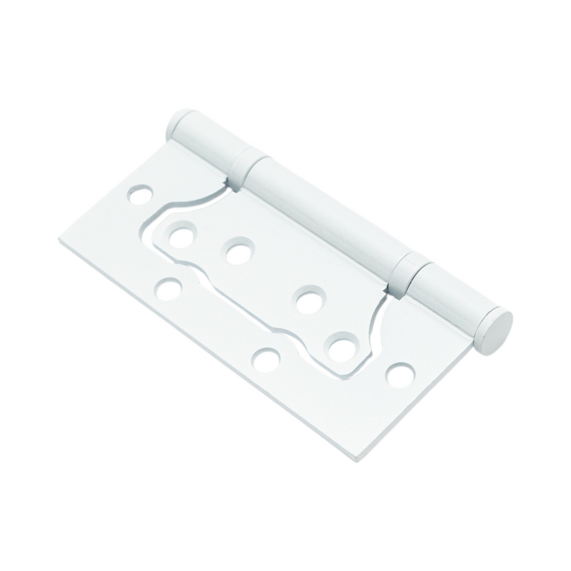 Set di 2 cerniere per mobili complanari a farfalla, 100x50 mm, in acciaio bianco, viti incluse