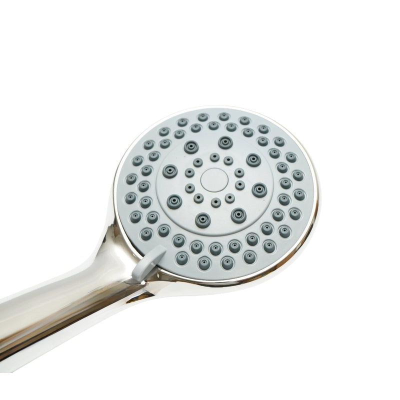Doccetta rotonda per bagno, 5 funzioni, ugelli in silicone, cromo lucido, plastica, 105x240 mm