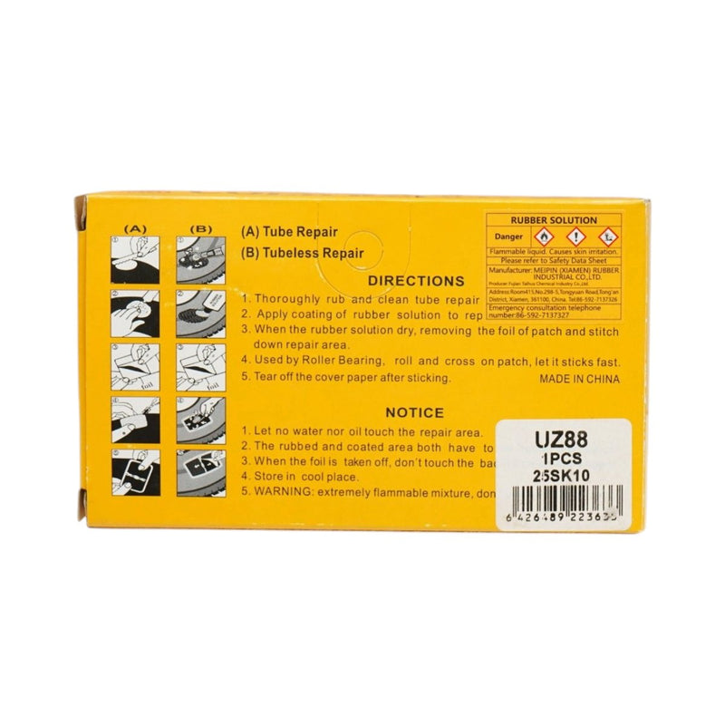 Set di 16 toppe di vulcanizzazione rotonde per pneumatici e camere d'aria (50 mm) + 1 tubetto di adesivo (20 ml)