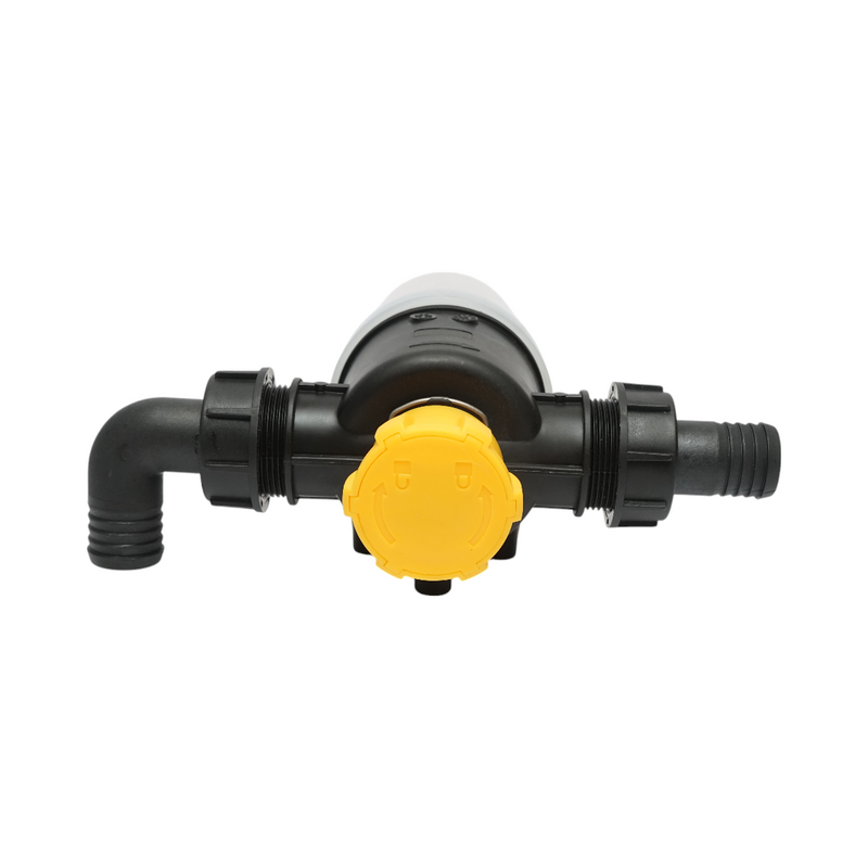 Filtro trasparente per irroratrice con doppia rete e valvola autopulente, attacco da 32 mm.