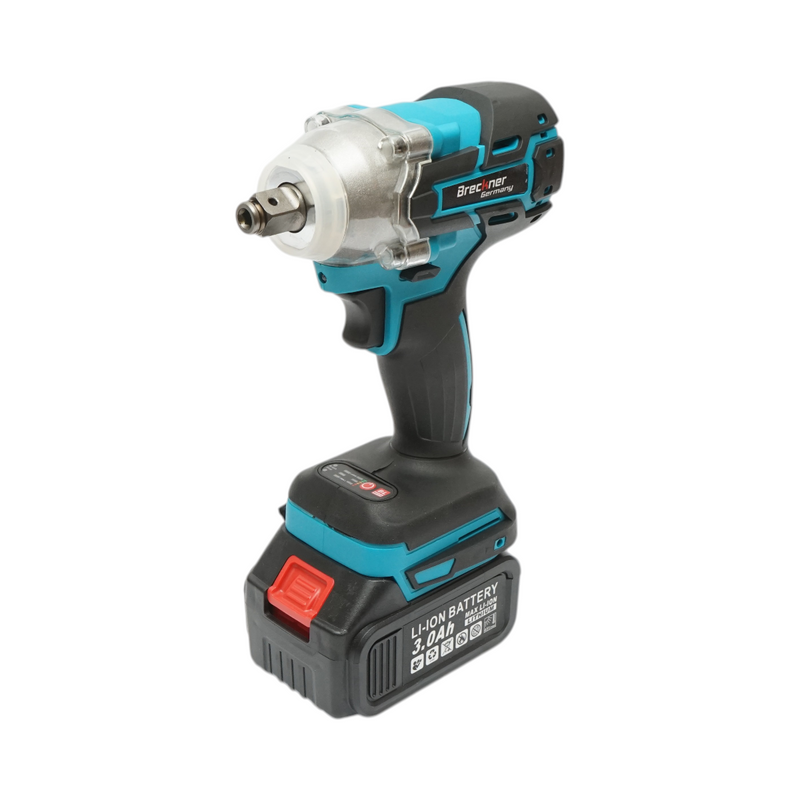 Avvitatore a impulsi da 1/2", due batterie agli ioni di litio da 21 V e 3 Ah, luce LED, motore brushless, coppia di 400 Nm; include bussole, punte da trapano e inserti per avvitatore (set da 31 pezzi) Breckner Germany