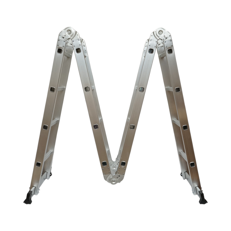 Scala multiuso in alluminio da 5,7 m, 4x5 pioli, pieghevole con cerniere, portata massima 150 kg