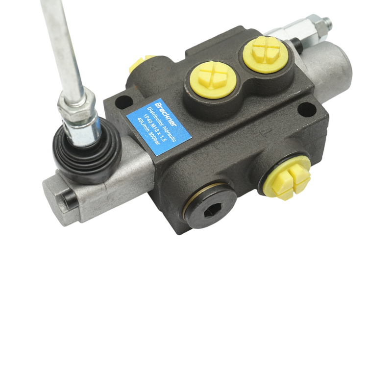 Distributore idraulico a 1 leva, portata 40 L/min, con leva inclusa, -15 / +80. Breckner Germany
