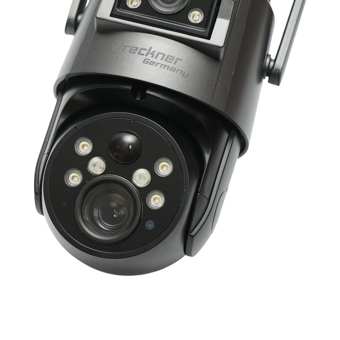 Telecamera di sorveglianza con lente doppia 6 MP, 4G, WIFI 2.4 GHz, pannello solare, batteria da 10.000 mAh, controllo PTZ a 360°, rilevamento umano PIR, visione notturna e applicazione Ubox