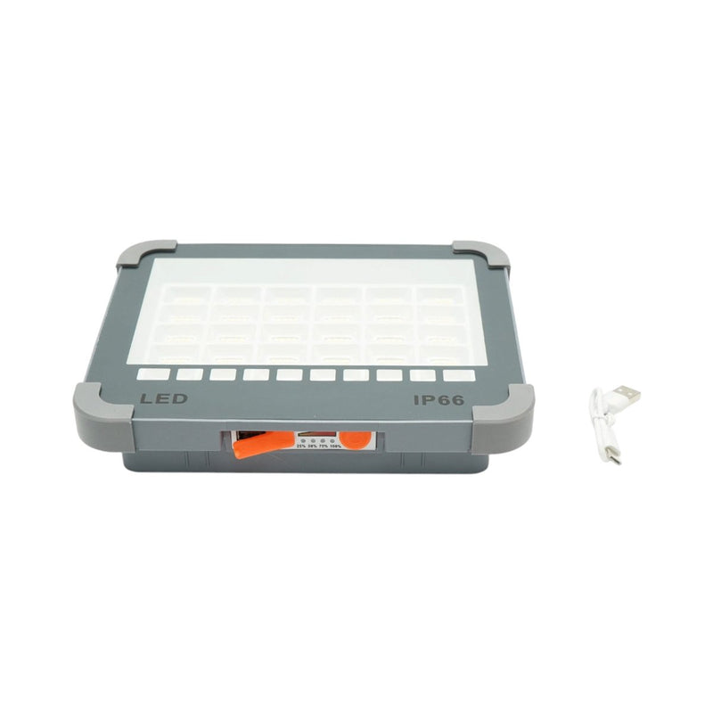 Faretto LED portatile da 100 W con pannello solare da 3 W, batteria da 3600 mAh, 6 modalità di illuminazione, magnete, gancio e funzione power bank USB (210x170x55 mm) Breckner Germany