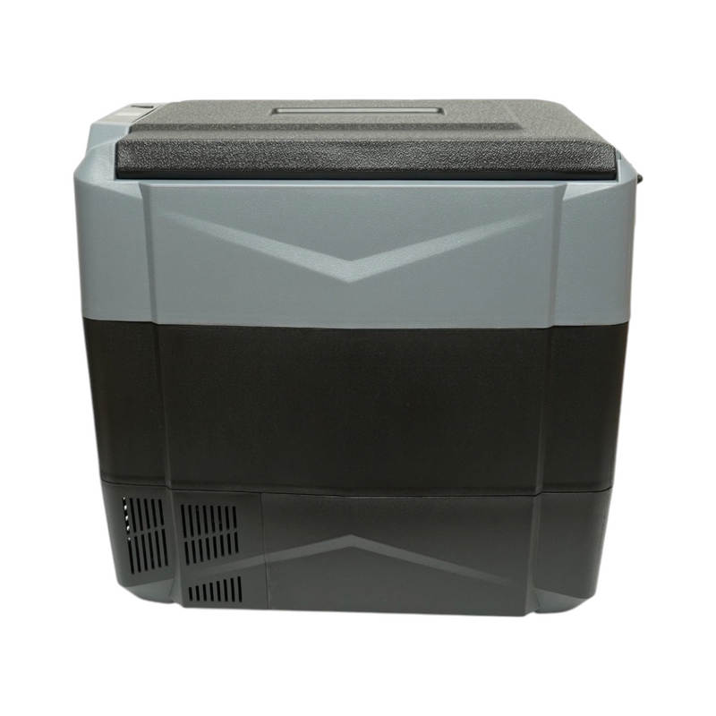 Frigorifero per auto 55L con compressore 12V-24V-220V, 60W, display LCD, doppia zona di raffreddamento, USB 630x390x590mm