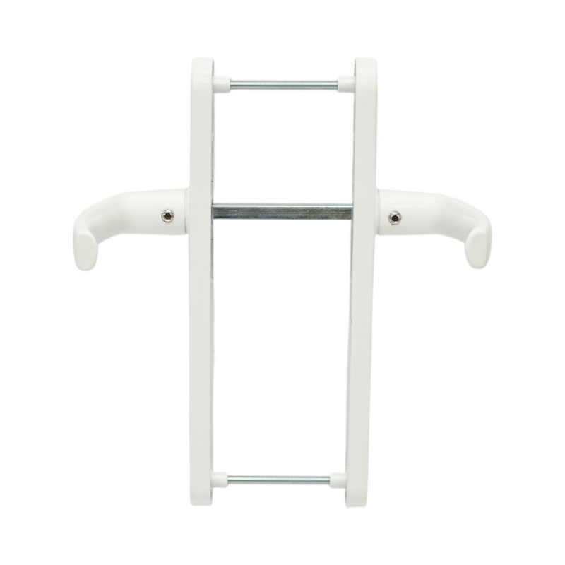 Coppia di maniglie per porta in PVC bianco con doppio vetro e placca 28x220 mm