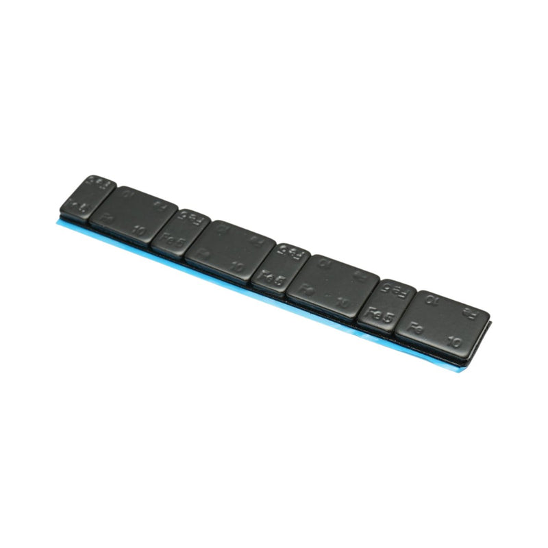 Pesi adesivi neri per equilibratura ruote (Fe), 60 g (4 x 5 g + 4 x 10 g), 100 strisce/scatola