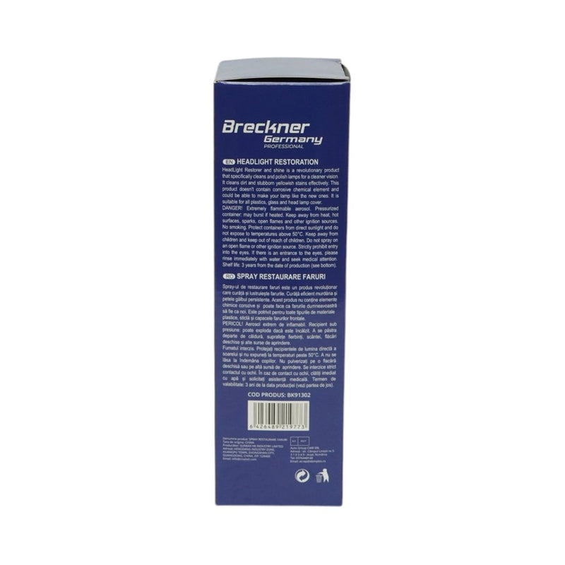 Spray per il ripristino dei fari con 2 fogli abrasivi, 200 ml Breckner Germany