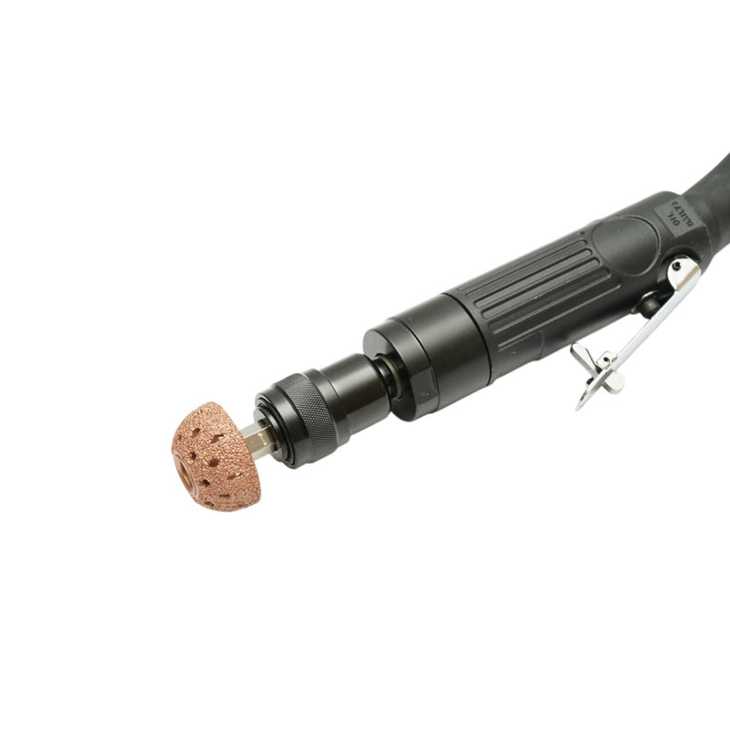 Smerigliatrice pneumatica dritta, 2500 giri/min, mandrino a cambio rapido da 11 mm, pressione di 6,3 bar, per la riparazione di pneumatici. Breckner Germany