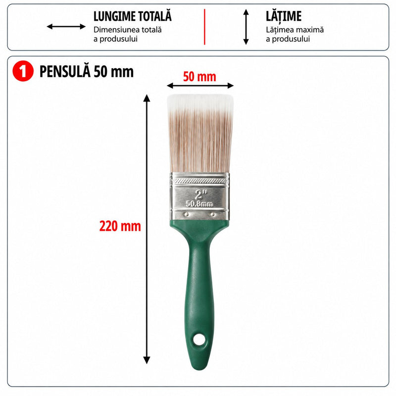 Pennello piatto da 50 mm, setole in PET, manico in PP Breckner Germany