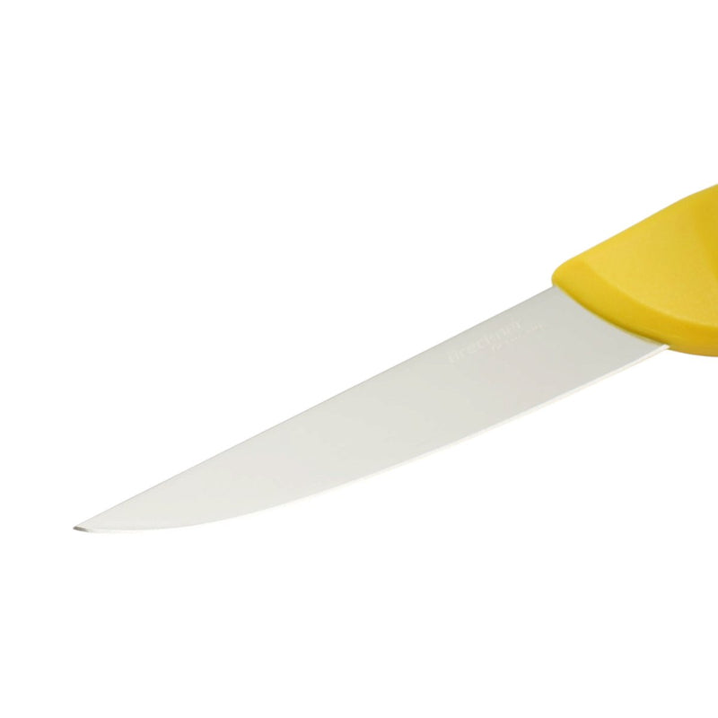 Coltello professionale da macelleria e macellazione da 15 cm, lama in acciaio 5Cr15MoV, manico in nylon giallo. Breckner Germany