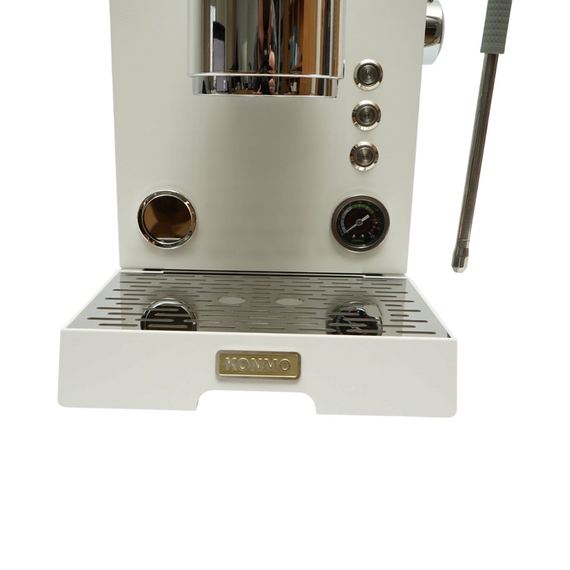 Macchina per caffè espresso professionale semiautomatica "bean-to-cup" con macinacaffè integrato, 2950 W, 220 V, doppio gruppo, sistema di montatura del latte, pressione a 20 bar, serbatoio dell'acqua da 3,5 l e collegamento alla rete idrica.